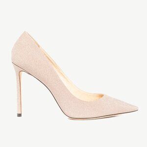 Jimmy Choo Romy Ballet Pink Glitter Pointed-Toe Pumps
